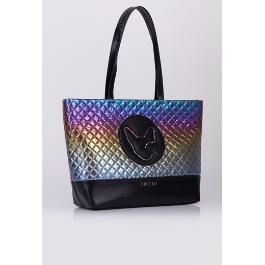 Pikowana, holograficzna shopperka z logo Femestage One size promocja MONNARI