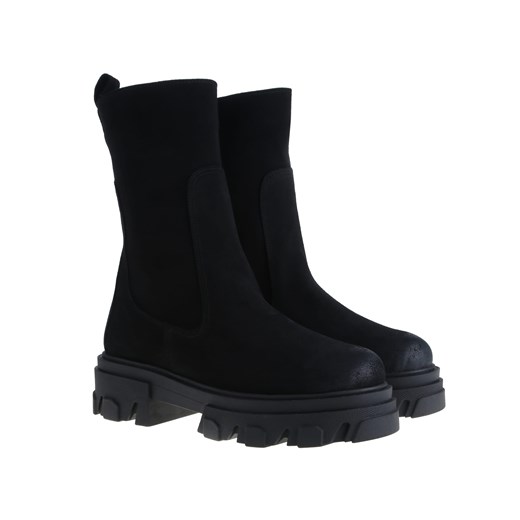 Botki Lafemmeshoes ze skóry czarne casual