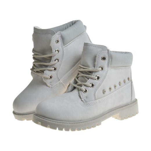Pantofelek24 buty zimowe dziecięce na zimę białe trapery 