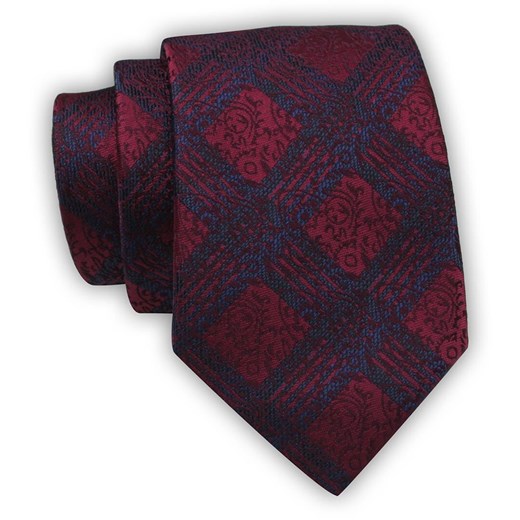 Krawat Alties (7 cm) - Ciemnoczerwony w Geometryczne Wzory KRALTS0574 ze sklepu JegoSzafa.pl w kategorii Krawaty - zdjęcie 123136634
