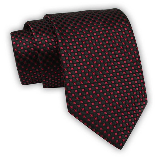 Krawat Alties (7 cm) - Drobny Rzucik, Odcienie Czerni i Czerwieni KRALTS0568 ze sklepu JegoSzafa.pl w kategorii Krawaty - zdjęcie 123136654
