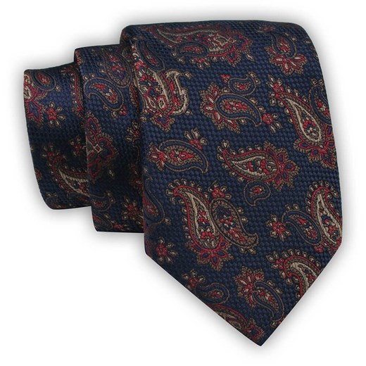 Krawat Alties (7 cm) - Granatowy we Wzór Paisley KRALTS0550 Alties JegoSzafa.pl