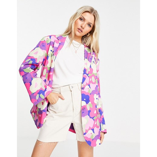Monki – Grace – Kolorowa żakardowa marynarka w kwiaty, część zestawu-Wielokolorowy Monki M Asos Poland
