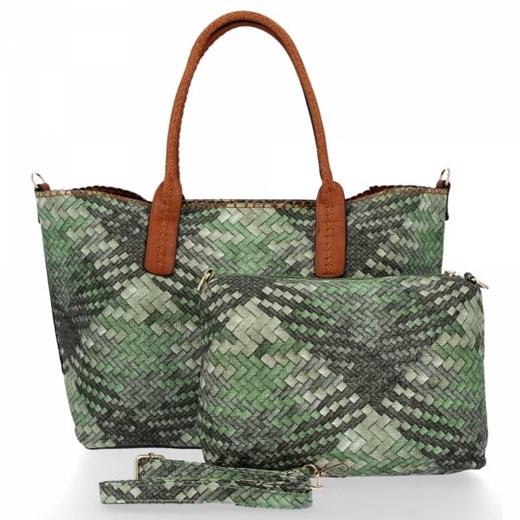 Shopper bag Venere bez dodatków zielona elegancka 