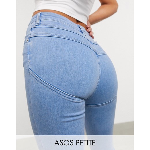 ASOS DESIGN Petite – Jasnoniebieskie jeansy modelujące o obcisłym kroju z podwyższonym stanem W34 L28 Asos Poland