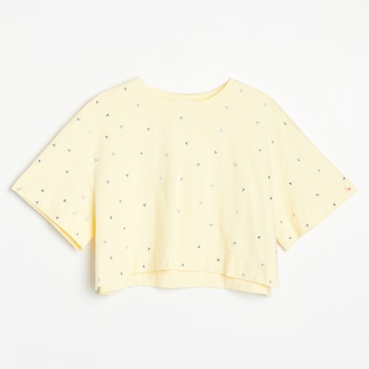 Reserved - Krótki t-shirt z bawełny organicznej - Żółty Reserved XL Reserved promocja