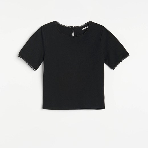 Reserved - T-shirt z wiskozą - Czarny Reserved L wyprzedaż Reserved