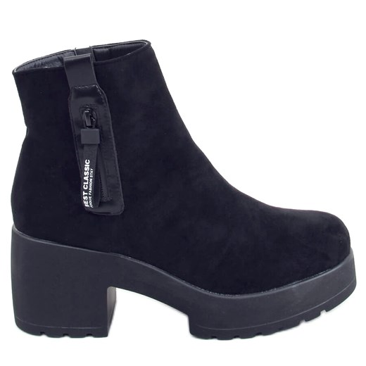 Botki na platformie czarne TX-1858-1 Black 38 ButyModne.pl