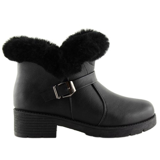 Botki damskie czarne SJ1820-1 Black 38 ButyModne.pl