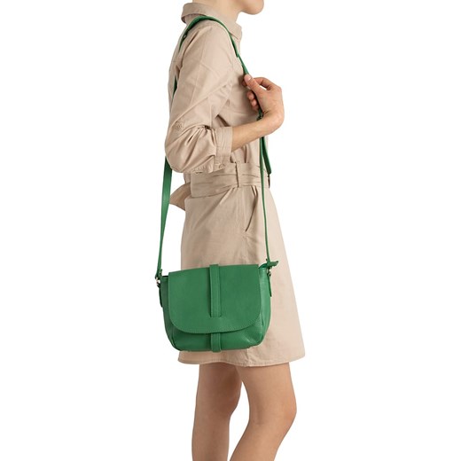 Skórzana torebka "Mella" w kolorze zielonym - 24 x 20 x 9 cm Anna Morellini onesize promocja Limango Polska