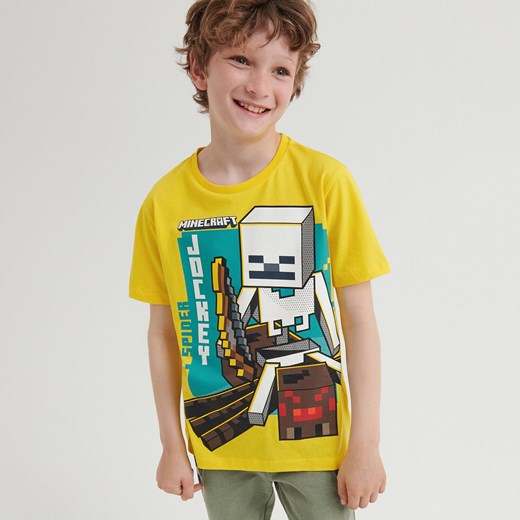 Reserved - Bawełniany t-shirt Minecraft - Żółty Reserved 152 promocyjna cena Reserved