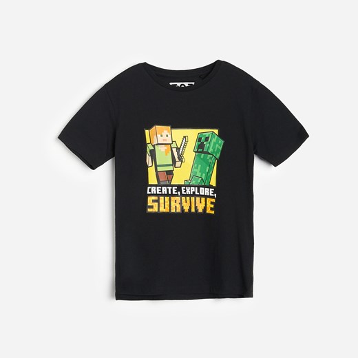 Reserved - Bawełniany t-shirt Minecraft - Czarny Reserved 170 okazyjna cena Reserved