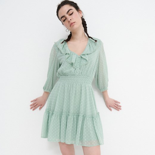 House - Sukienka z tkaniny plumeti - Zielony House XL wyprzedaż House