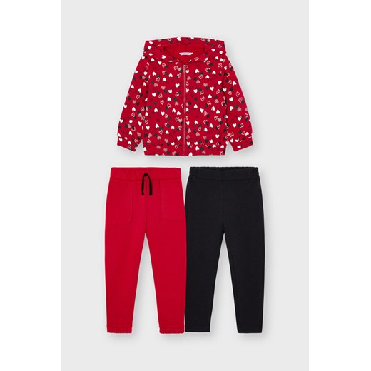 Komplet – dziewczęca bluza i spodnie dresowe Mayoral Hearts czerwony 6 promocja Astratex