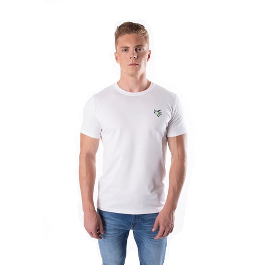 T-shirt męski biały Caravaci bawełniany z krótkim rękawem 