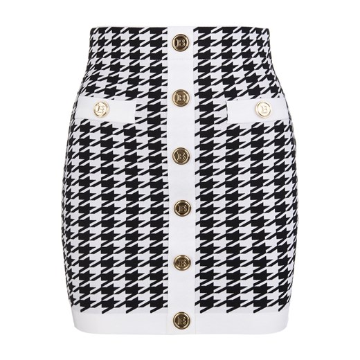 Balmain, High-waisted houndstooth print skirt Czarny, female, rozmiary: 36 FR,38 FR,40 FR 36 FR showroom.pl okazyjna cena