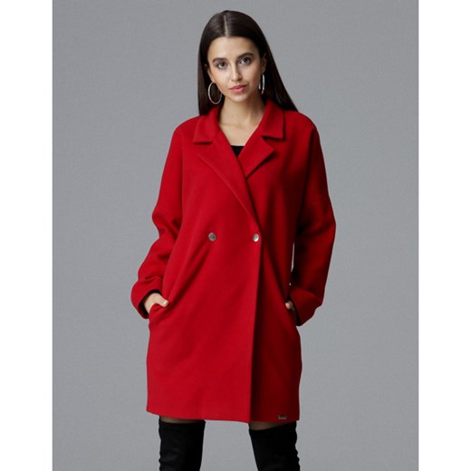 Figl, Płaszcz zapinany na ozdobne napy M625 Czerwony, female, rozmiary: L/XL,S/M Figl L/XL wyprzedaż showroom.pl