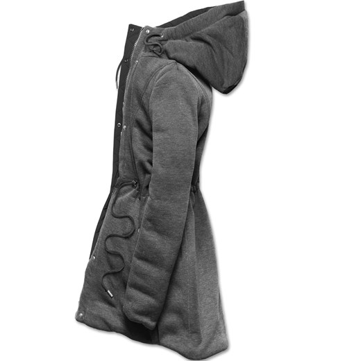 Czarna casualowa dwustronna zimowa pikowana ciepła kurtka płaszczyk z kapturem Dramond L promocyjna cena dramond.pl