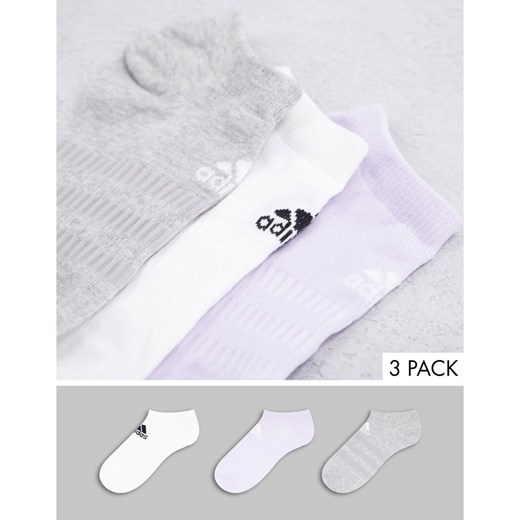 adidas – Zestaw 3 par skarpetek do kostki w kolorach białym, liliowym i szarym-Kolorowy S Asos Poland