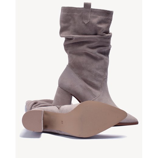Beżowe kozaki ocieplane welurowe Botimo 38 okazja Botimo.pl