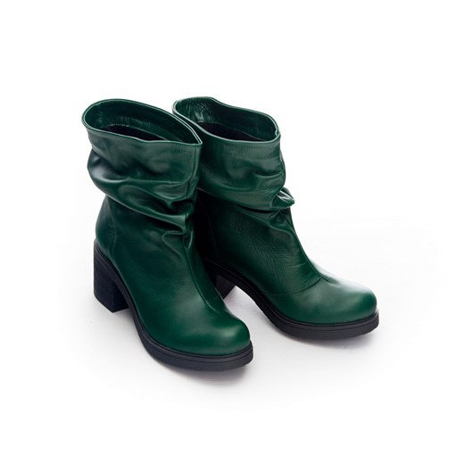 ocieplane botki z marszczoną cholewką - skóra naturalna - model 556 - kolor zielony Zapato 40 zapato.com.pl