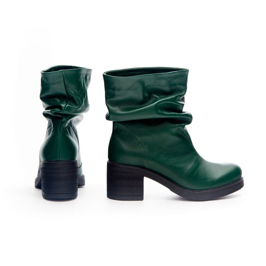 ocieplane botki z marszczoną cholewką - skóra naturalna - model 556 - kolor zielony Zapato 40 zapato.com.pl