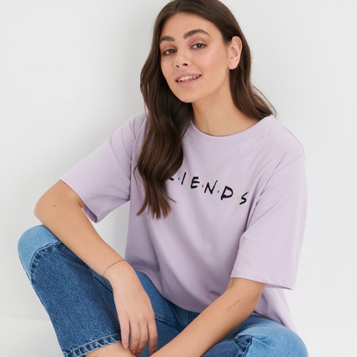 Sinsay - Koszulka z nadrukiem Friends - Fioletowy Sinsay S promocja Sinsay