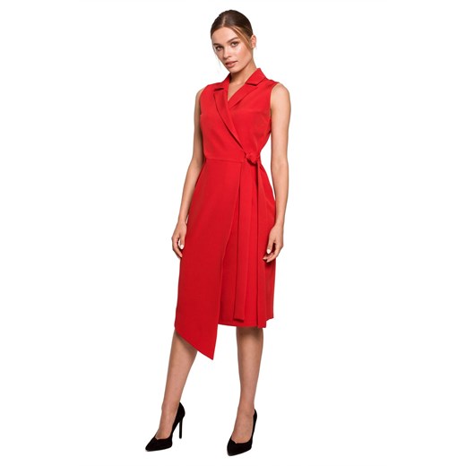 S275 Sukienka żakietowa z asymetrycznym dołem - czerwona Style L (40) Świat Bielizny