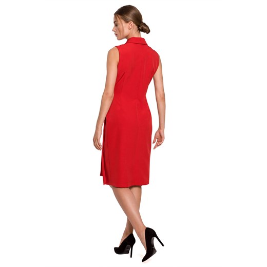 S275 Sukienka żakietowa z asymetrycznym dołem - czerwona Style M (38) Świat Bielizny