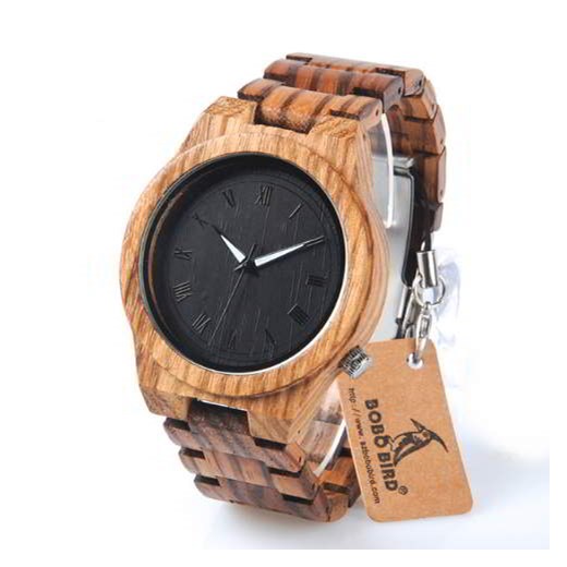 Męski zegarek drewniany BOBO BIRD M30 zebra wyprzedaż niwatch.pl