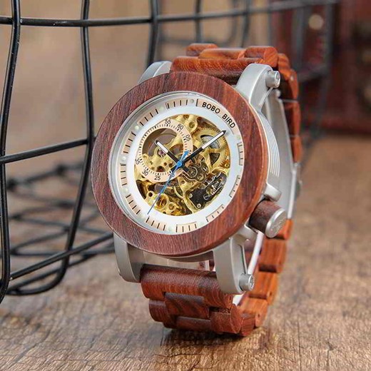 Drewniany zegarek automatyczny BOBO BIRD K12 okazja niwatch.pl