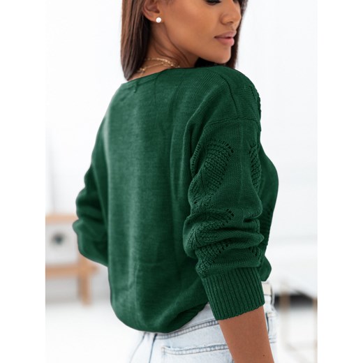 Ażurowy sweter oversize - CHILI - butelkowa zieleń one size magmac.pl