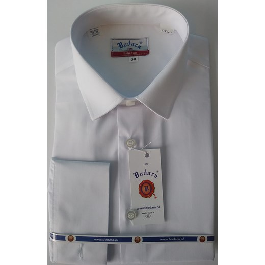 Bodara koszula biała SLIM 2w1 na spinki / guzik   z długim rękawem Bodara 39 okazyjna cena ATELIER-ONLINE