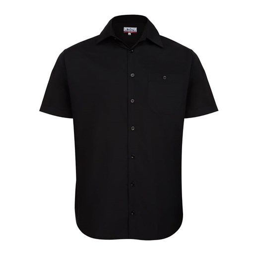 Bodara  czarna koszula męska Regular z krótkim rękawem ze sklepu ATELIER-ONLINE w kategorii Koszule męskie - zdjęcie 124181752
