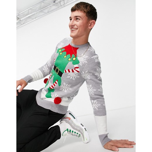 Brave Soul – Jasnoszary świąteczny sweter w stylu stroju elfa 86-91 CM Asos Poland okazyjna cena