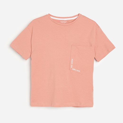 Reserved - T-shirt z nadrukiem - Różowy Reserved 104 okazja Reserved