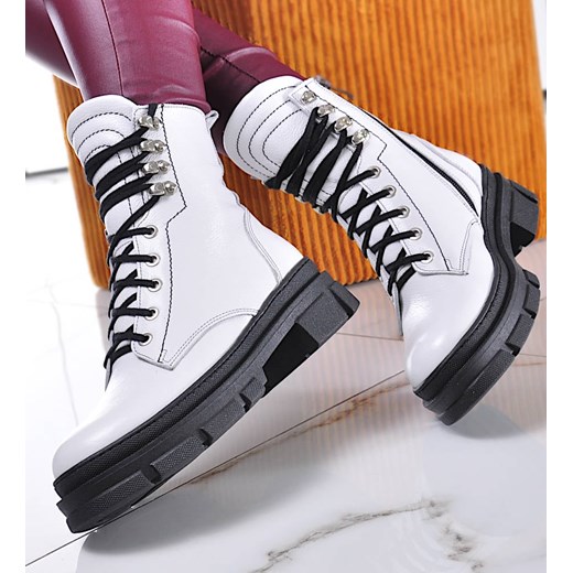 Damskie botki ze skóry naturalnej Białe /A8-2 9937 S197/ Pantofelek24 38 Pantofelek24.pl Jacek Włodarczyk