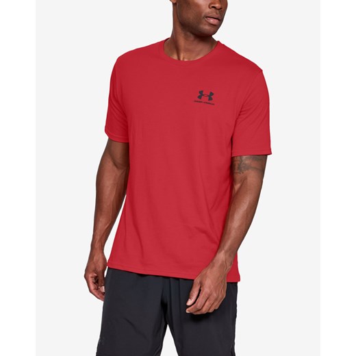 T-shirt męski Under Armour z bawełny czerwony z krótkim rękawem 