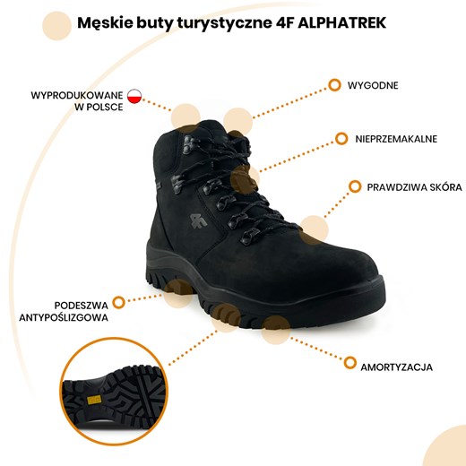 Męskie buty turystyczne 4F ALPHATREK OBMH258 czarne - 46 4f Alphatrek 40 Aktywnyturysta.pl