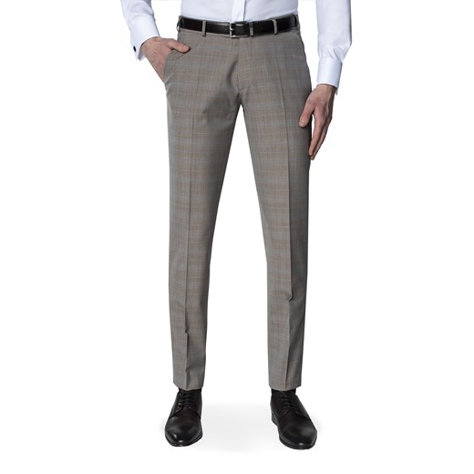 Beżowe garniturowe spodnie w kratę slim fit Winman HALWIN 315/A Recman 182/92 Eye For Fashion