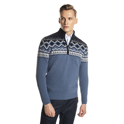 Niebieski sweter ze stójką z zamkiem Recman NORDEN Recman XXL Eye For Fashion