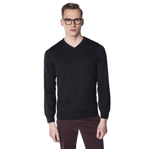 Czarny sweter męski w serek Recman VITTEL Recman XL Eye For Fashion