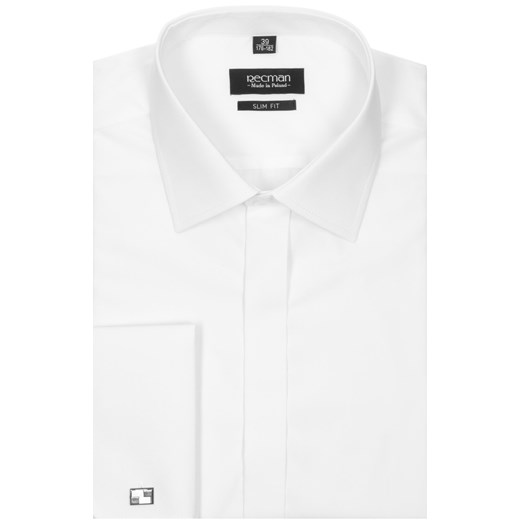 Biała koszula z mankietami na spinki Recman SAVERNE2 9001 SP slim fit Recman 164/170/40 Eye For Fashion