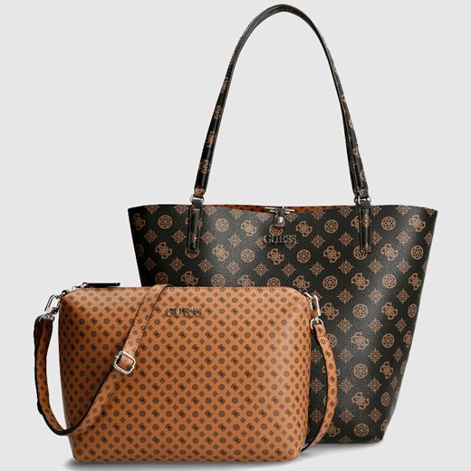 Shopper bag Guess brązowa w stylu glamour 