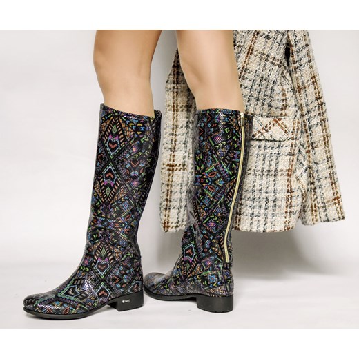 Zapato kozaki damskie płaskie skórzane z zamkiem