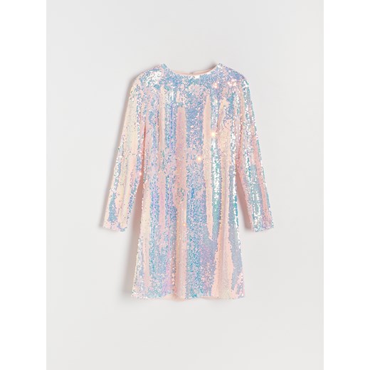 Sukienka Reserved z cekinami w abstrakcyjnym wzorze casualowa mini 