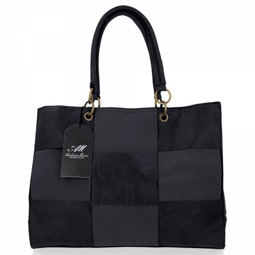 Czarna shopper bag Andrea Massi mieszcząca a6 bez dodatków