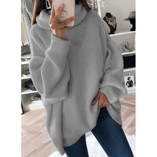 Długi rękaw dekolt golf luźny boho jodełka basic oversize na co dzień casual Arilook 2XL Arilook