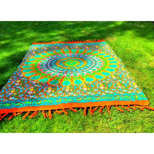 Sarong chusta szal pareo gobelin chusta na ścianę mandala pomarańczowo żółta Balijskie Klimaty Balijskie Klimaty