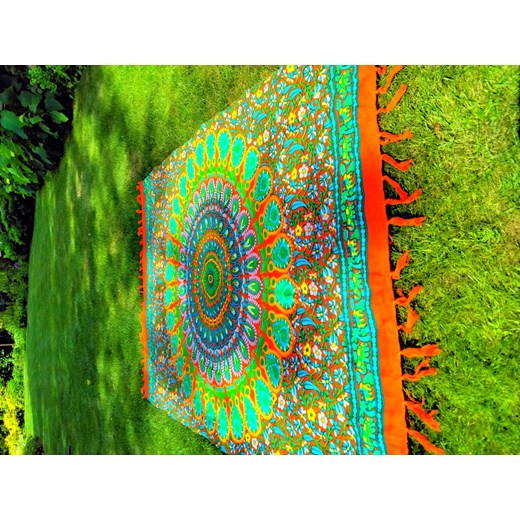 Sarong chusta szal pareo gobelin chusta na ścianę mandala pomarańczowo żółta Balijskie Klimaty Balijskie Klimaty